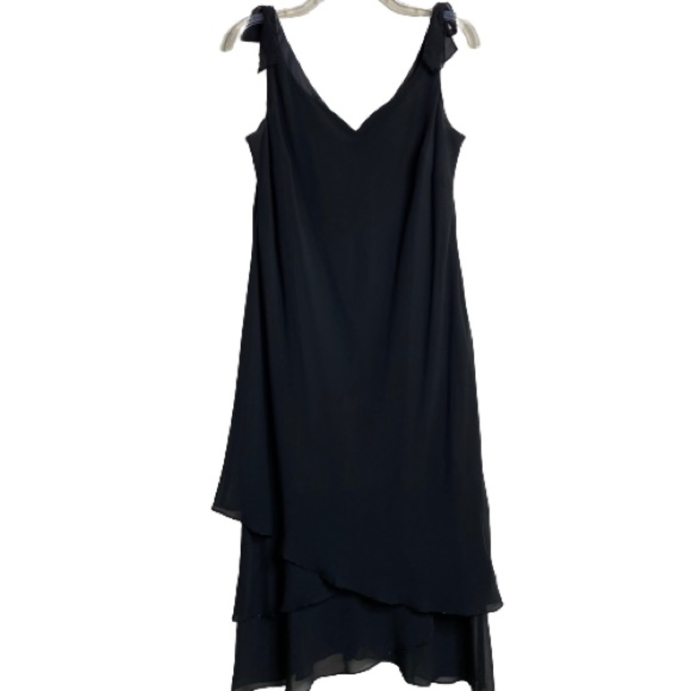 Black Dress Evan-Picone polyester & chiffon Flowy Style